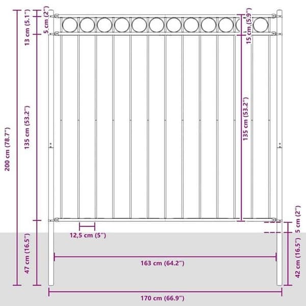 vidaXL Stängsel Element ASSEN 170 x 200 cm Stål Vit 42003925