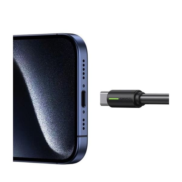 USB-C/USB-C-kabel USAMS 1 m 60 W Svart
