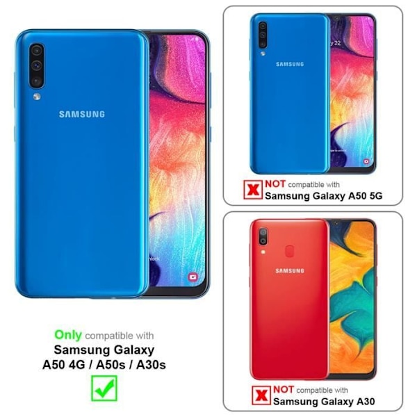 Fodral för Samsung Galaxy A50 4G / A50s / A30s i JET BLACK Cadorabo Cover Skydd magnetisk stängning stödfunktion