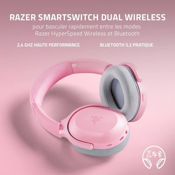 Headset med mikrofon - Razer - RZ04-03790300-R3M1 - Rosa - Trådlöst - Brusreducering