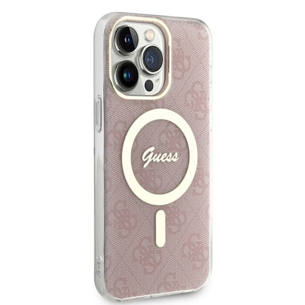 Coque för iPhone 15 Pro - Guess IML 4G MagSafe (GUHMP15LH4STP) - Rosa