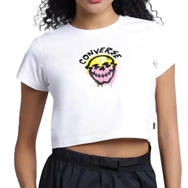 T-shirt Vit Dam Converse Spray Vit M