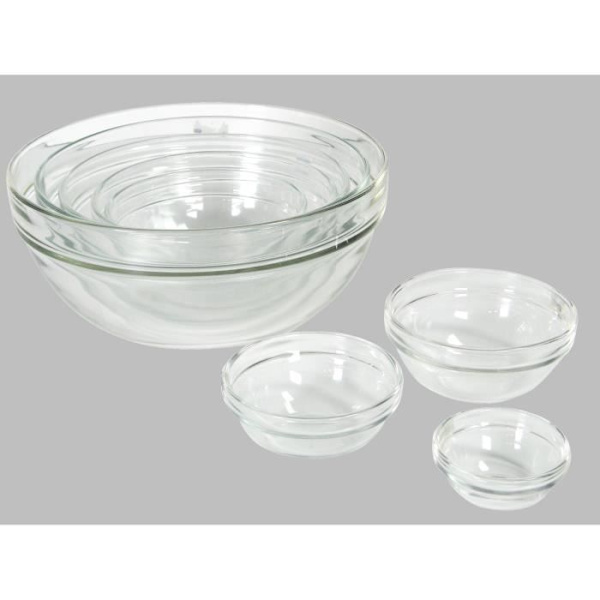ARC Set med 6 stapelbara koppar av härdat glas cm 7 koppar koppar och skålar