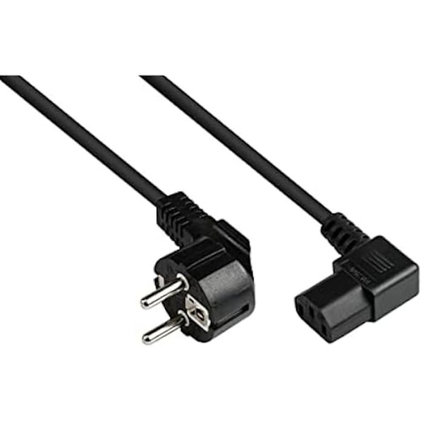 Strömförsörjningskabel - GOOD CONNECTIONS - 3 m - Typ E+F (CEE 7/7) till C13 - Vinklad 90° - Svart Svart