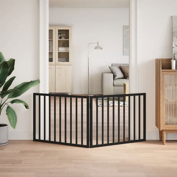vidaXL Fällbar hundgrind 2 paneler svart poppelträ 352192