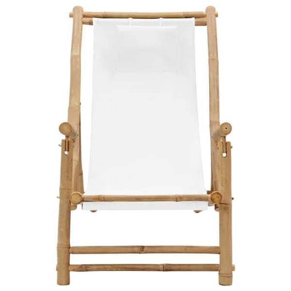 vidaXL terrassstol bambu och canvas krämvit 318594 Vit grädde