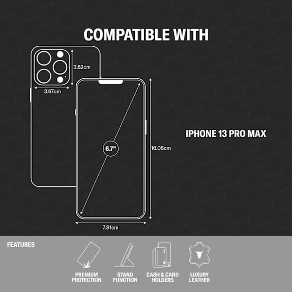 Läderfodral - TORRO - iPhone 13 Pro Max - Kortfack - Ställfunktion - Mörkbrun Mörkbrun