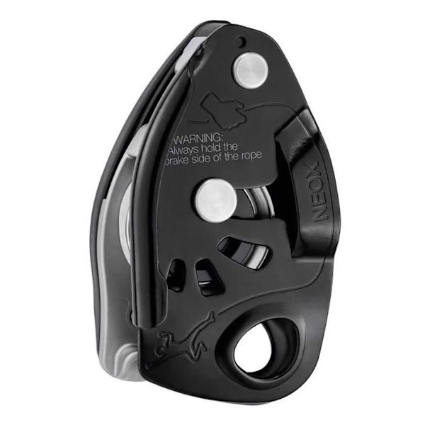 Säkringsapparat - PETZL - NEOX - Assisterad blockering - Klättring i topp - Svart Silver