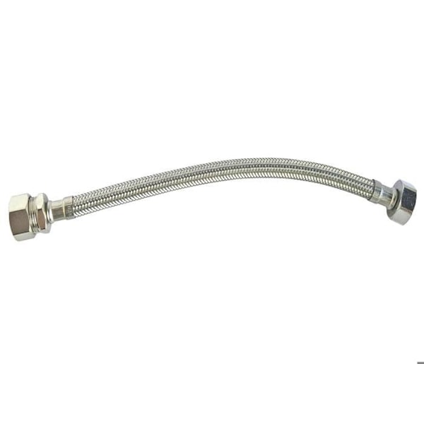 SOMATHERM Flexibelt rostfritt stål ACS DN8 - Standardflöde - L 30cm - Bicone-koppling för 10 kopparrör - Hona - 3/8" vridmutter Grå