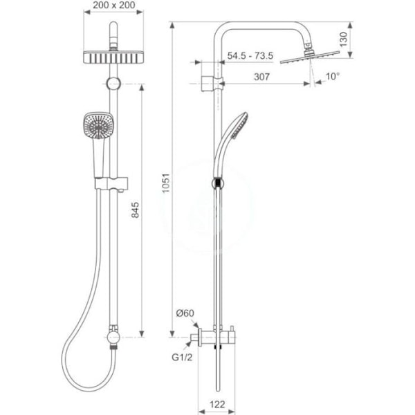 Ideal Standard A5862AA Idealrain Cube Duschpelare Grå