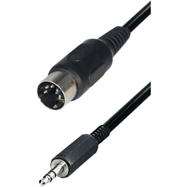 Ljudkabel - MAXTRACK - A65L - 5-polig DIN till 3,5 mm jack - 1,5 m - Flätad svart