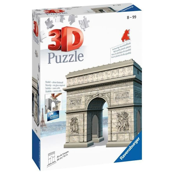 Arc de Triomphe 3D-pussel - Ravensburger - 216 bitar - utan lim - Från 8 år Beige