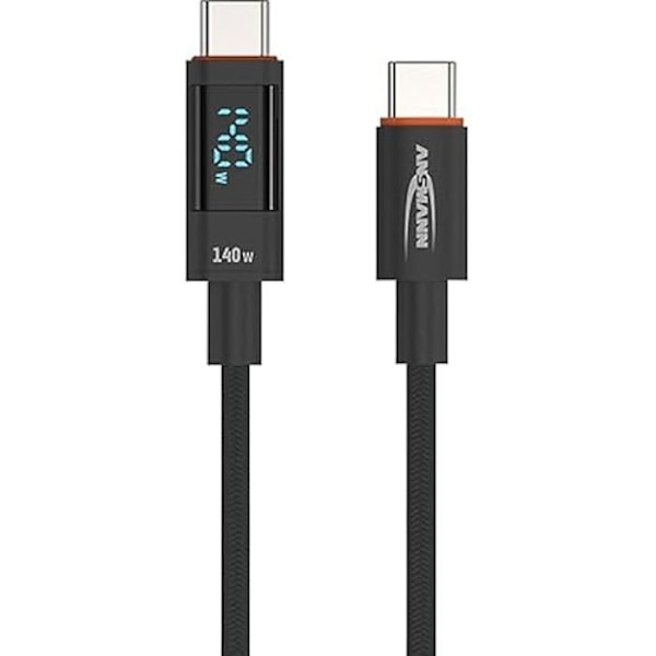 Laddkabel - ANSMANN - USB Typ C - 120 cm - Snabbladdning - LED-display