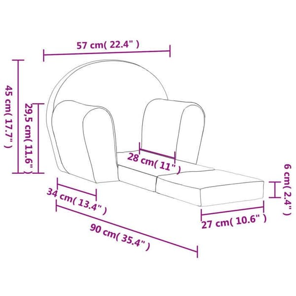 vidaXL Barnsoffa, Minisoffa med avtagbart överdrag, Småbarnssoffa, Barnsovrumsmöbler, 356994 antracit