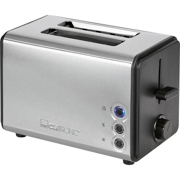 2-skiva brödrost - Clatronic - TA 3620 - Rostfritt stål - 750-850 W - Kontinuerlig bryningsjustering Rostfritt stål