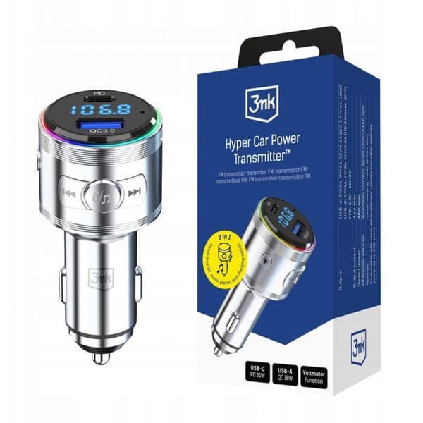 Laddare - 3MK - Hyperbil - 48 W - QC PD PPS - USB 1C1A - Silver Pengar