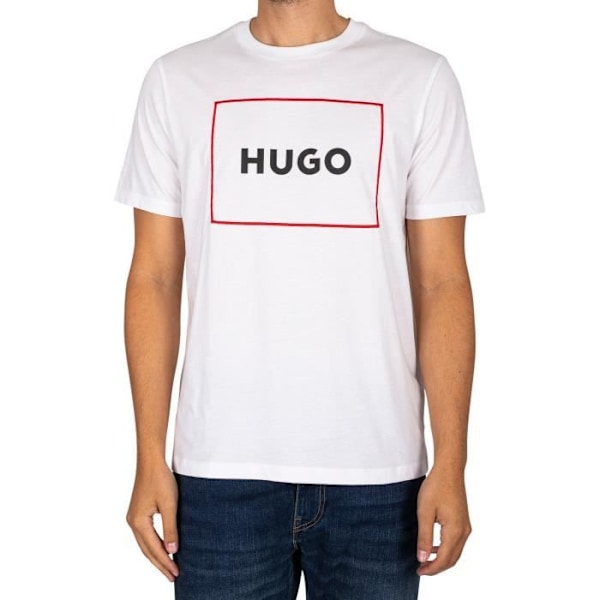Grafisk t-shirt herr - HUGO - Dumex - Korta ärmar - Vit - Ekologisk bomull Vit M
