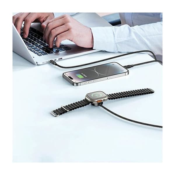 AWEI 3-i-1 USB-C/Lightning/Klocka 1 m 100 W Svart