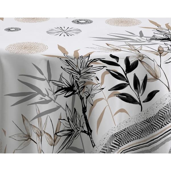 Bordduk - LE LINGE DE JULES - Stevia - Fläckavvisande - 100% polyester - Rektangulär 150 x 300 cm Svart, beige, grå, ecru