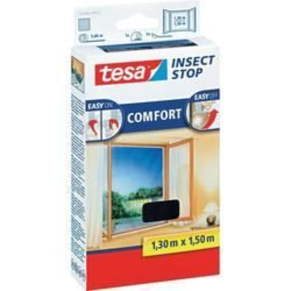 Myggnät - TESA - Insect Stop Comfort - 1,3 x 1,5 m - Självhäftande fäste - Grå Kolgrå