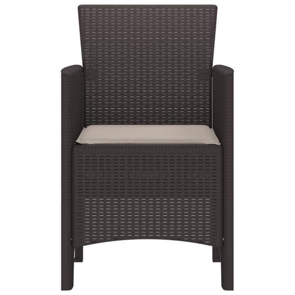Trädgårdsstolar med kuddar 4 st Brun Poly Rattan