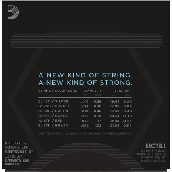 D'Addario NYXL1152 11/52 Medium Top / Heavy Bottom Gitarrsträngar
