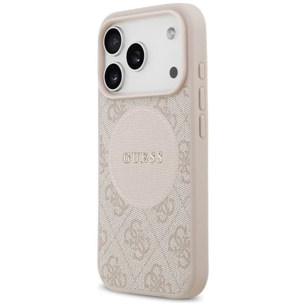 Coque Guess 4G Circle Classic Logo MagSafe för iPhone 17 Pro - Rosa Rosa