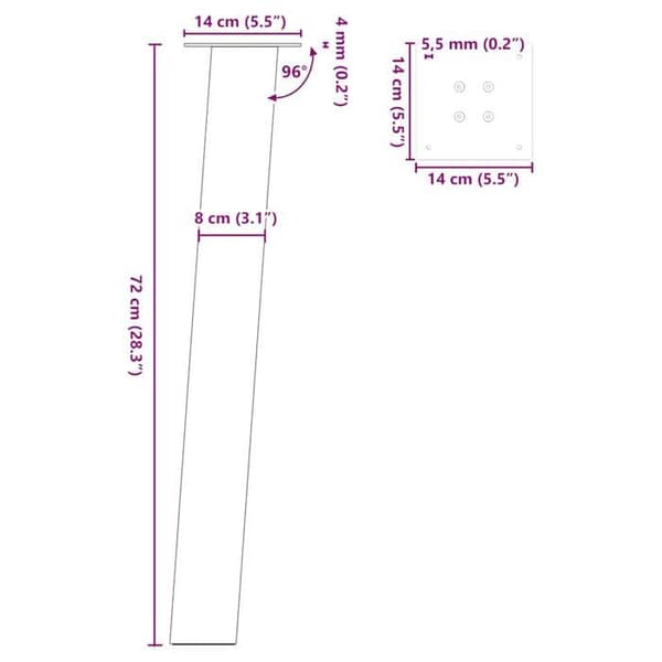 vidaXL Consolbordben 4 delar Svart 72 cm Stål 4012504