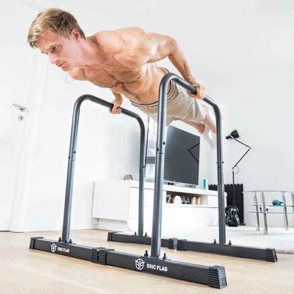 Eric Flag High Quality Steel Dips Bars - Högstabila parallella stänger för Street Workout och styrketräning Svart