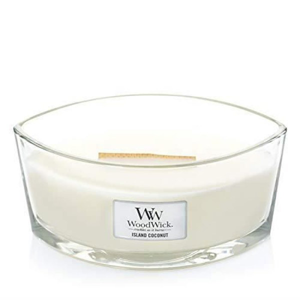 Doftljus - WoodWick - Ellipse - Doft av Island Coconut - Sojavax - 50 timmars brinntid Vit