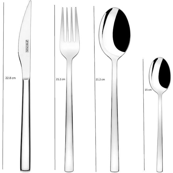 Mängdset 24 delar - Monix - Génova - Rostfritt stål 18/10 - Modern design - Polerat blanka yta