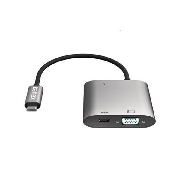 Kanex K181-1278, USB 3.0 (3.1 Gen 1) Typ-C, USB 3.0 (3.1 Gen 1) Typ-A, USB 3.0 (3.1 Gen 1) Typ-C, VGA, 5000 Mbit-s, USB, 60 W, Grå