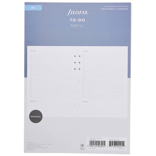 Dagbok - arrangör - Filofax refill - 132863 - Att-göra-laddning - A5 Vit