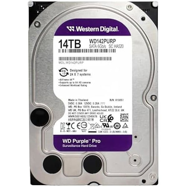 Hårddisk - WESTERN DIGITAL - WD Purple Pro - 14 TB - SATA 6 Gb/s - 3,5 tum