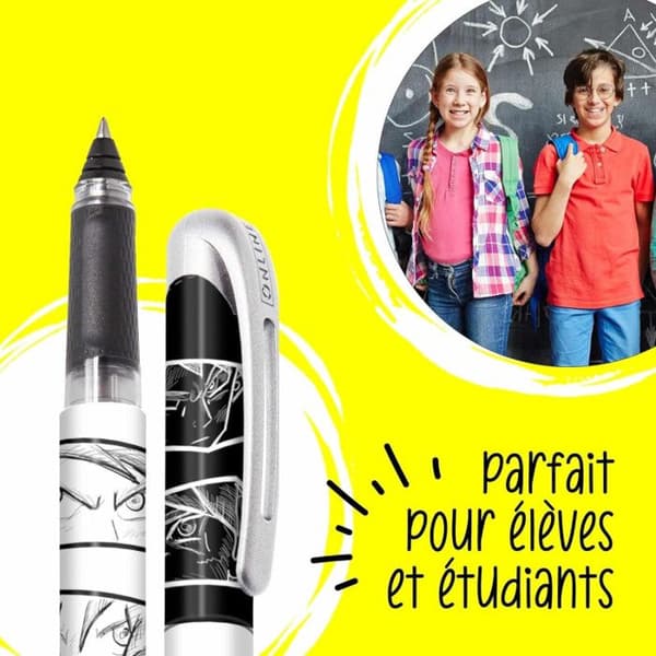 Rollerball-penna - Bläck - Påfyllningsbar - Manga - Medium bly - För skolan - ONLINE
