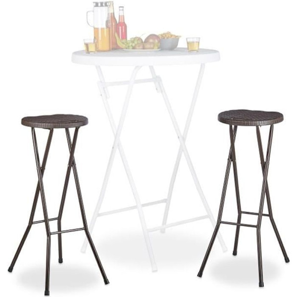 BASTIAN hopfällbar trädgårdspall - RELAXDAYS - Set med 2 - Svart - Landsbygd - Hopfällbar - Utomhus