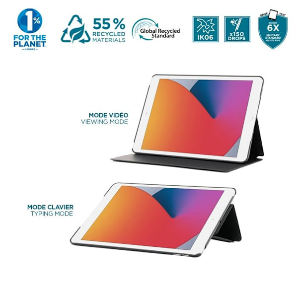 Miljövänligt skyddsfodral för iPad 10,2'' 2021/2020/2019, iPad 9:e/8:e/7:e generationen, svart Svart