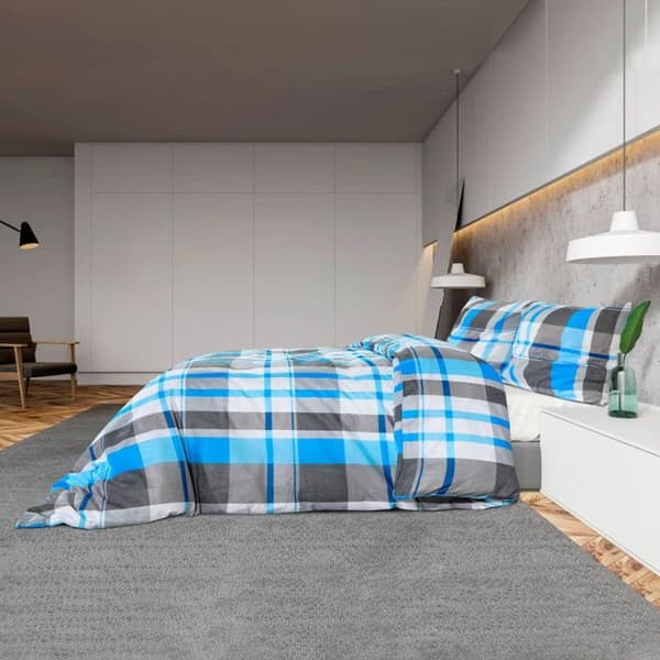 vidaXL Duvetset Blå och grå 200x220 cm Bomull 136073