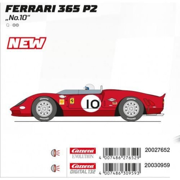 Racingbilsleksak - CARRERA - Ferrari 365 P2 'No.10' - Barn - Unisex - Röd