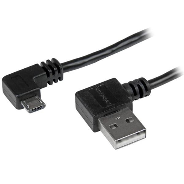 USB A till Micro B-kabel med rätvinkliga kontakter - STARTECH.COM - 2 m - Svart