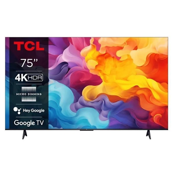 TCL 75V6B - 75' (189 cm) 4K UHD LED-TV - HDR10/HLG - Google TV - Wi-Fi/Bluetooth - HDMI 2.1 - Google Assistant - 2.0 30W Dolby A-ljud