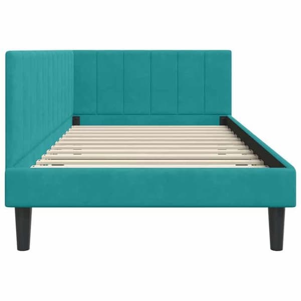 vidaXL Hörnsäng Turquoise 90 cm x 200 cm Sammet 42016356