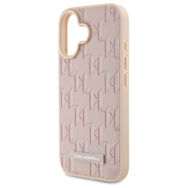 iPhone 16 Fodral - Karl Lagerfeld Läder MagSafe (KLHMP16SPKHPORPP) - Rosa Hot Stamp