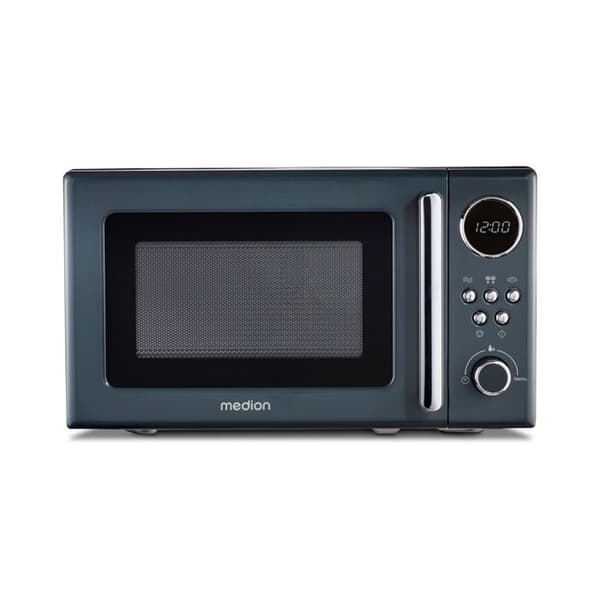 MEDION mikrovågsugn retro MD15000 - 20 L, 800 W, 8 program, digital display, grå grå