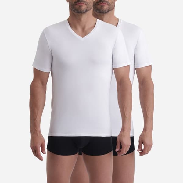 2-pack Andningsbara T-shirts V-ringad Gots Good[] Herr Vit XXL
