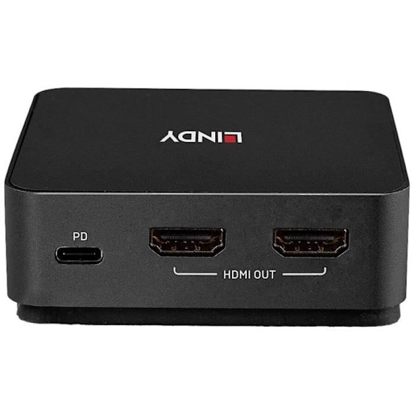 LINDY 2-portars typ C KVM-switch, Dual HDMI 4K60 - Ultra HD 4K60Hz-stöd - MST- och SST-funktioner