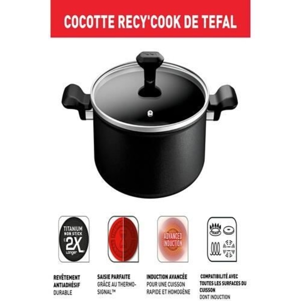 Gryta - TEFAL - Recy'Cook G2674602 - 100 % återvunnet aluminium - Kompatibel med alla värmekällor - Non-stick beläggning