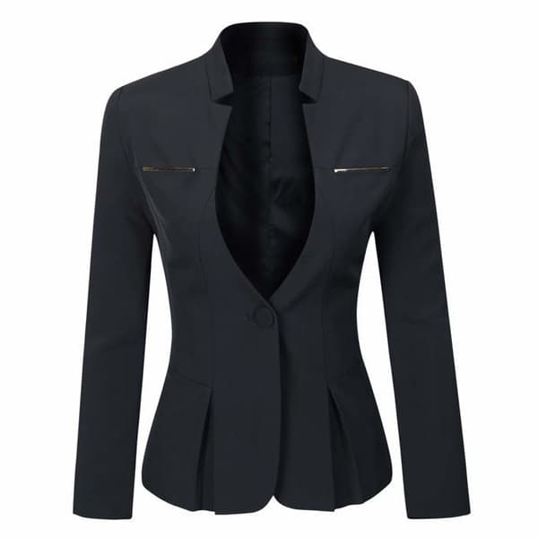 YYNUDA Damblazer svart elegant slim fit 1 knapp storlek XL - Kostymjacka polyesterfoder Svart XL