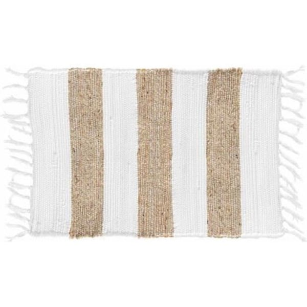 Rektangelmatta med fransar 50 x 80 cm Jute+Polyester Sagane - Adunivers - Vit - Vardagsrum - Rektangulär