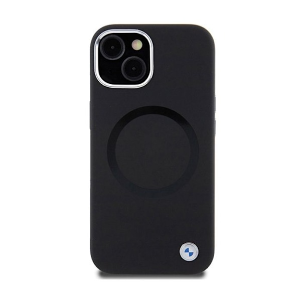 Coque MagSafe i silikonläder BMW Signature för iPhone 15 (svart) svart